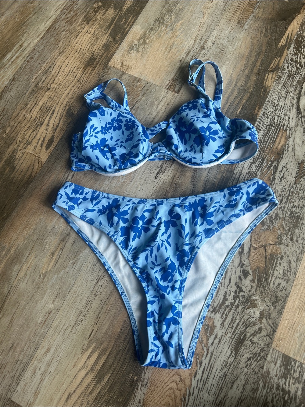 SHEIN Blue Floral Two-Piece Bikini